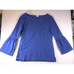 J Crew Shirt Flared Bell Sleeve Blue Womens Size XS